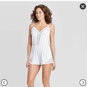 Women's Unlined Romper with Lace - Auden™ Gesso White